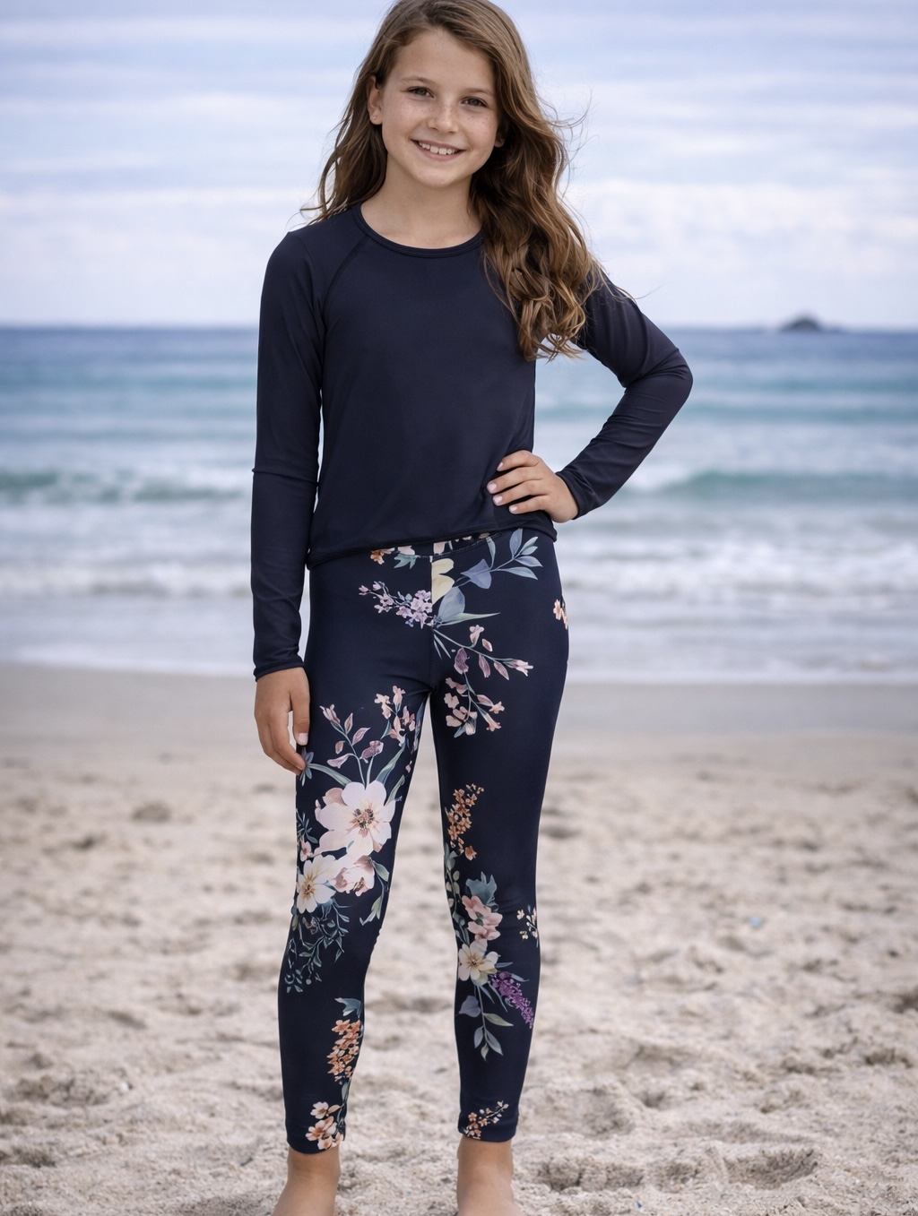 Midnight Garden – Big Girls Swim Leggings