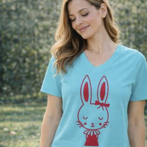 Sweet Bunny V-Neck Easter Tee