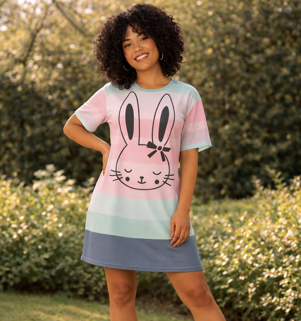 Pastel Bunny Spring T-Shirt Dress