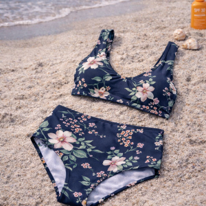 Midnight Garden – High-Waisted Bikini Set