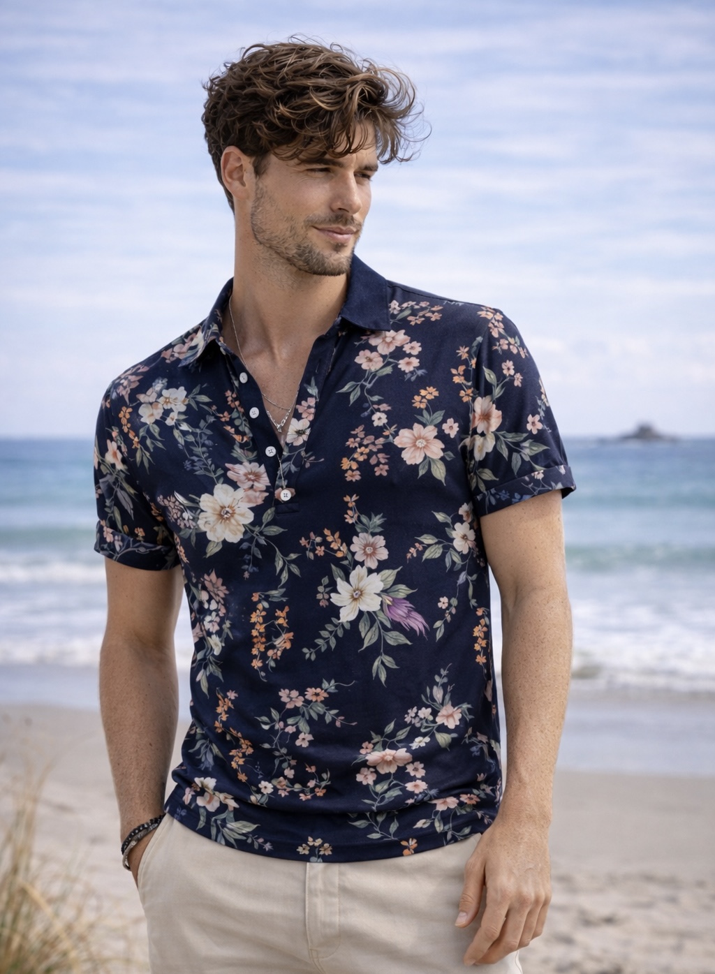 Midnight Garden – Men’s Slim Fit Polo