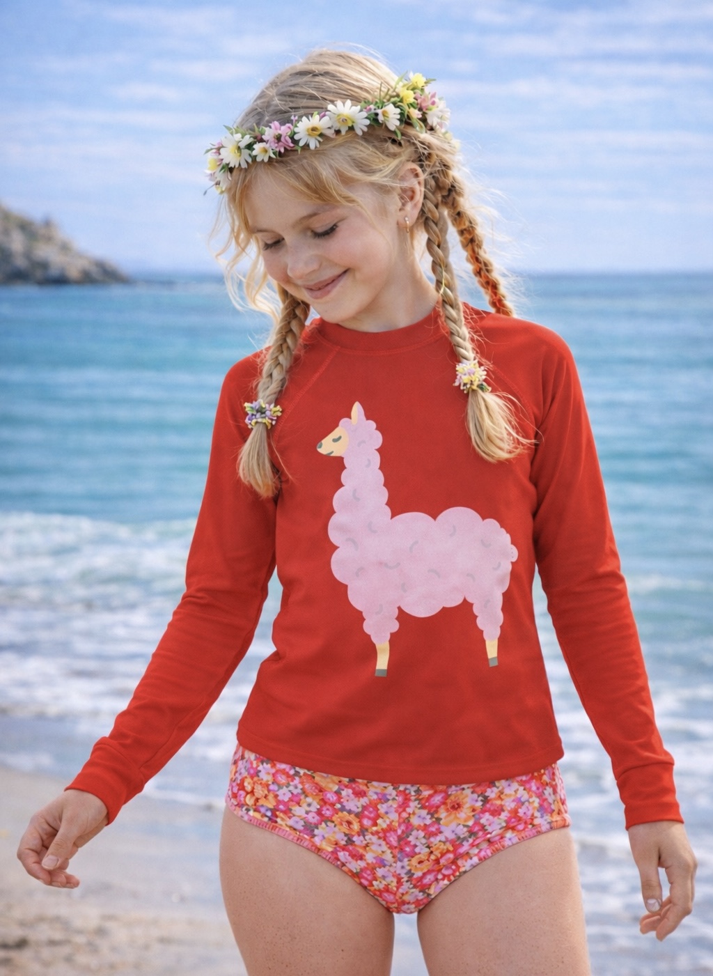 Cotton Candy Llama Rash Guard