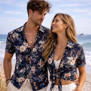 Midnight Garden – Lightweight Beach Button-Up