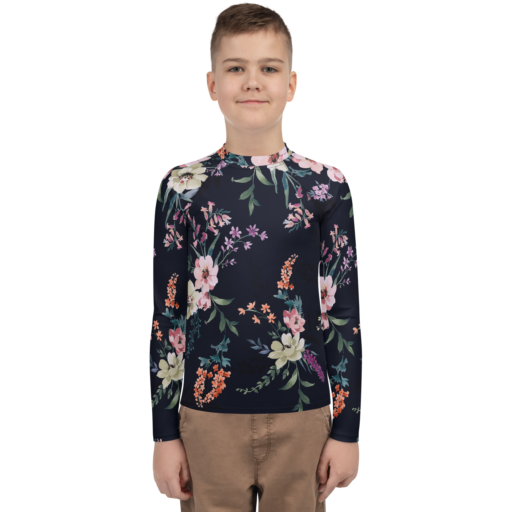 Midnight Garden – Big Kids Unisex Rash Guard - Image 2