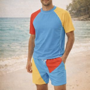 Poolside Color Block Rash Guard – Men