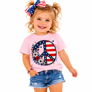 Patriotic Floral Peace Sign Toddler T-Shirt