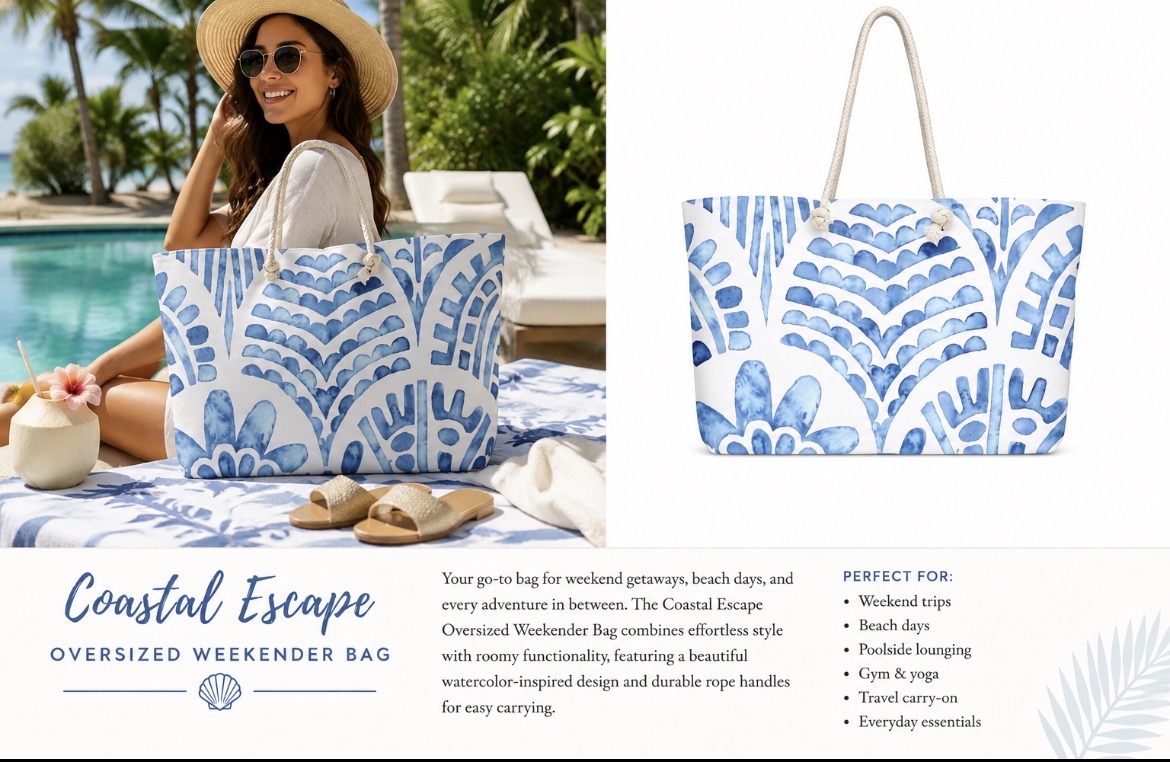 Coastal Escape Oversized Weekender Bag - Image 2
