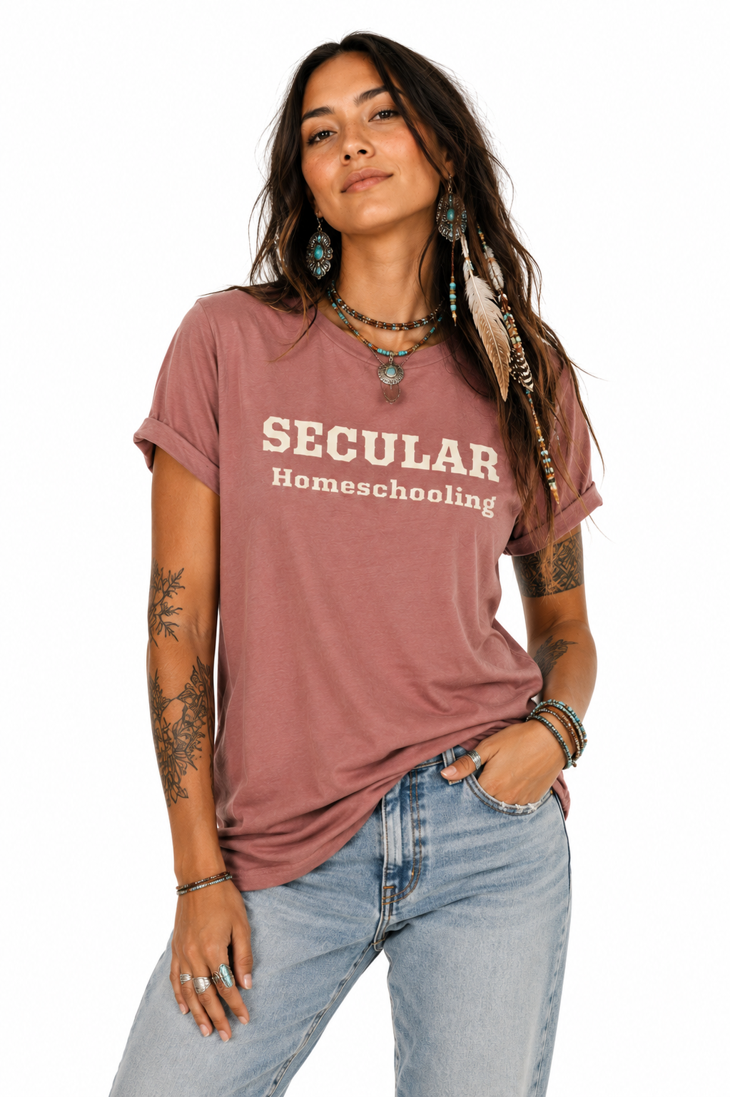 Secular Homeschooling Women’s Tee (Rose)