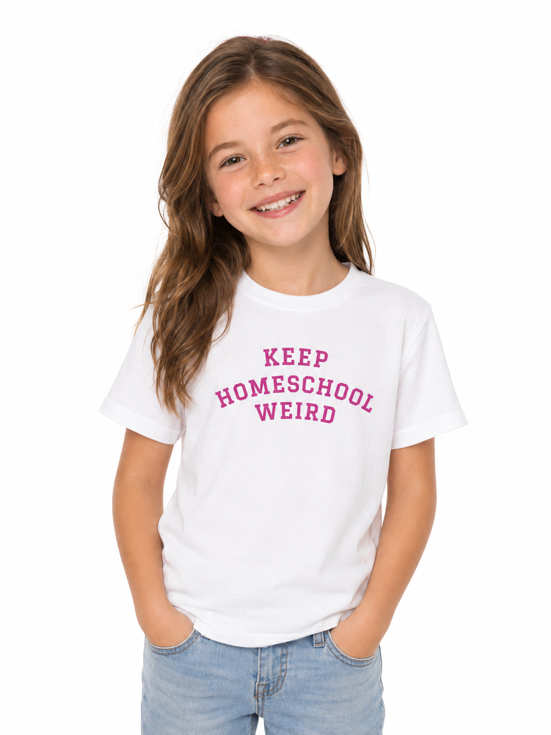 Keep Homeschool Weird (White Shirt, Sizes 3–13)