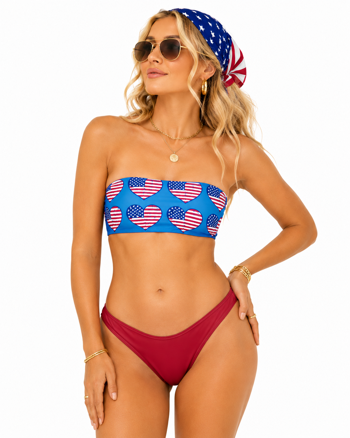 Patriotic Heart Bandeau Bikini