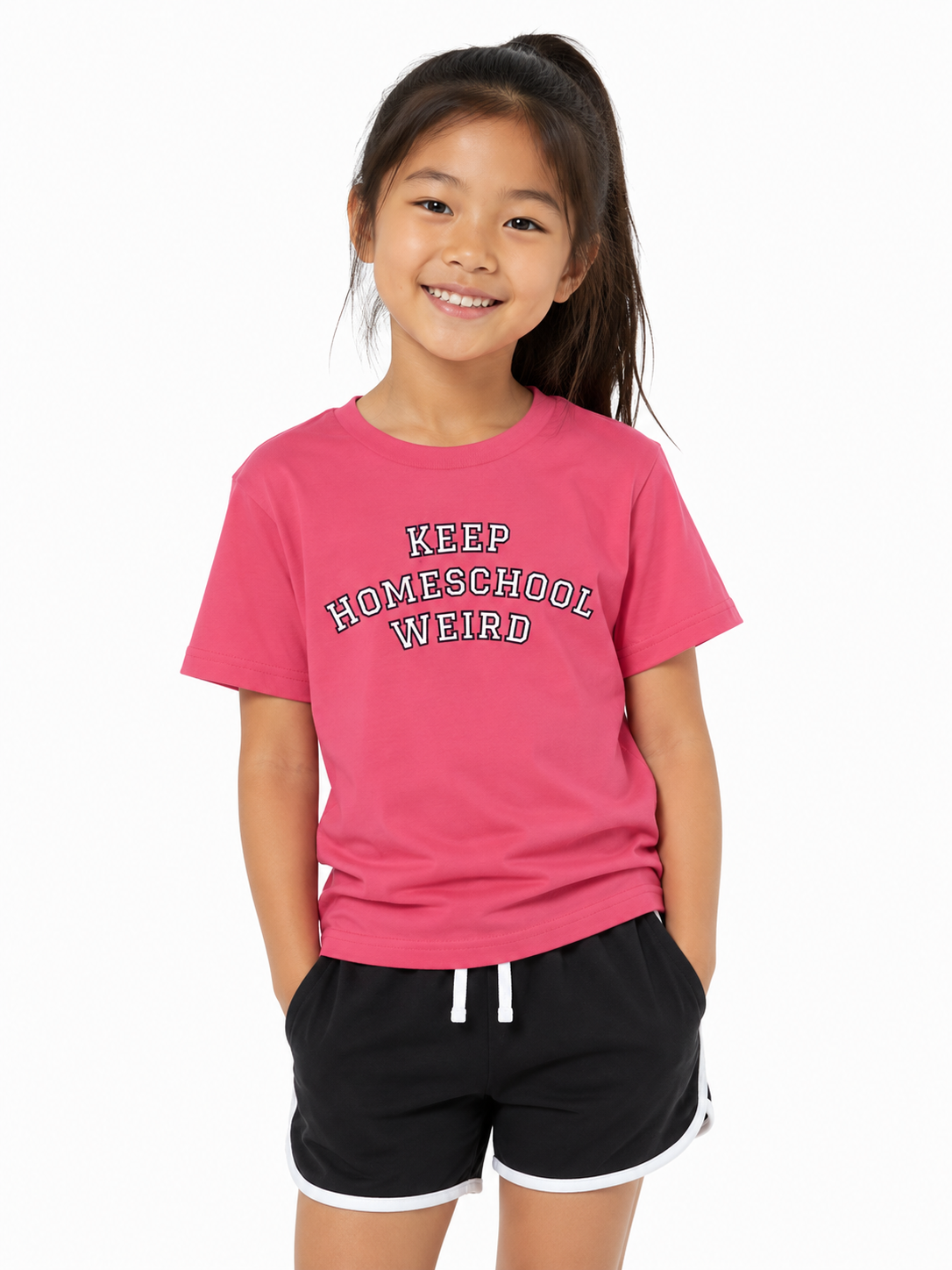 Keep Homeschool Weird Youth Tee (Pink)