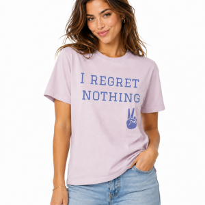 I Regret Nothing Women’s Graphic Tee – Vintage Statement T-Shirt